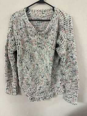 Cupio Blush Womens Pullover Sweater White Long Sleeve Crew Acrylic Blend Sz M